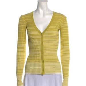Staid stripped knit ribbed cardigan